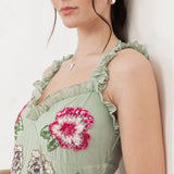 Maya Sage Green Floral Embellished Ruffle Cami Maxi Dress