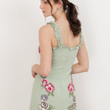 Maya Sage Green Floral Embellished Ruffle Cami Maxi Dress
