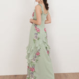 Maya Sage Green Floral Embellished Ruffle Cami Maxi Dress