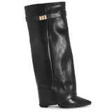 SARAH™ - 4-Inch Heel Suede Long Heeled Fold-Over Buckle Boots for Women Stylish Walking Shoes