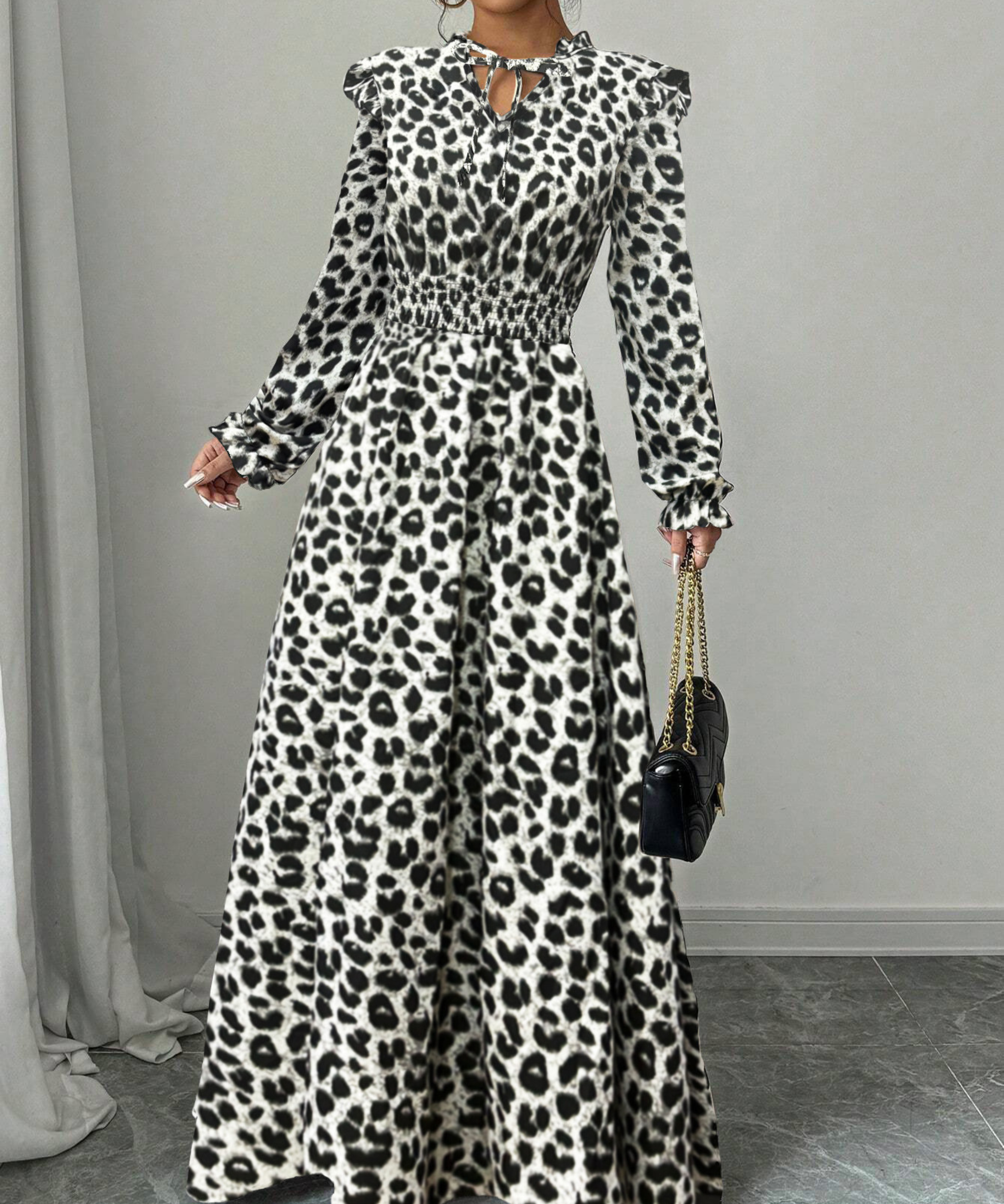 MOREN™ - Elegant Long Sleeve Floral Print A-Line Dress