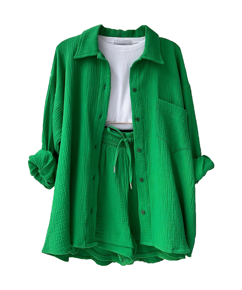 VERA™ – Modern Button-Up Shorts Set
