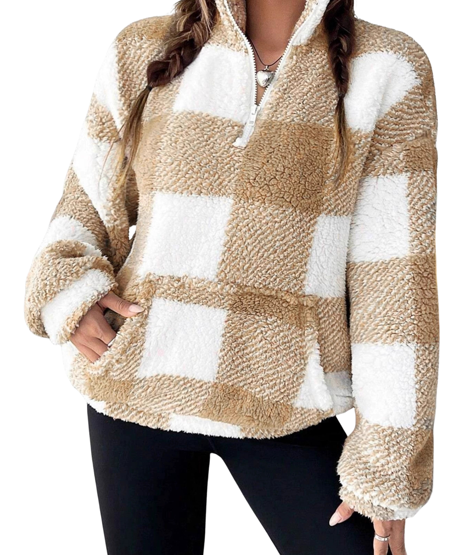 HILARY™ – Casual Plaid Half Zip Pullover