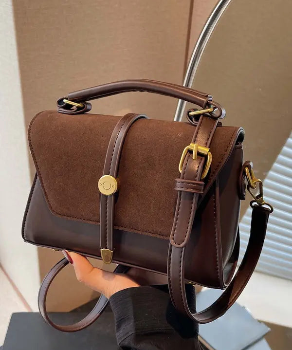 MARLYNN™ - Vintage-Style Small Square Shoulder Crossbody Bag with Contrast Stitching