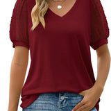 RHINA™ - Sheer Sleeve V-Neck Top