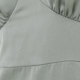 Maya Sage Green V Neck Angel Sleeve Satin Maxi Dress