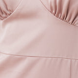 Maya Blush V Neck Angel Sleeve Satin Maxi Dress