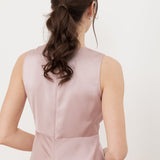 Maya Soft Pink Sleeveless V Neck Satin Maxi Dress