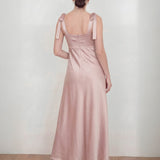 Maya Blush Tie-Shoulder Satin Maxi Dress