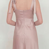 Maya Blush Tie-Shoulder Satin Maxi Dress