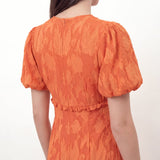 Anaya With Love Recycled Orange Floral Burnout Short Sleeve Maxi Dress