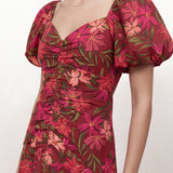 Anaya With Love Recycled Tropical Print Short Sleeve Ruched Midaxi Dress