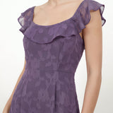 Anaya With Love Recycled Violet Floral Burnout Ruffle Maxi Dress
