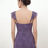 Anaya With Love Recycled Violet Floral Burnout Ruffle Maxi Dress