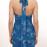 Anaya With Love Recycled Blue Floral Halter Neck Ruched Maxi Dress