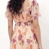 Anaya With Love Recycled Floral Square Neck Short Sleeve Tulle Midaxi Dress
