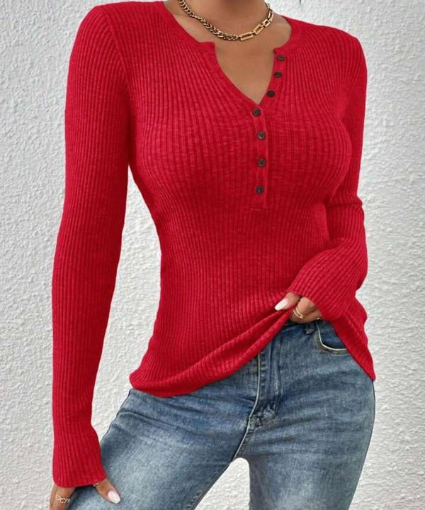 SHASHA™ - Elegant Chic Slim Fit Long Sleeve Round Neck Tops