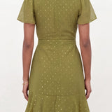 Anaya With Love Recycled Olive Faux Wrap Ruffle Midaxi Dress