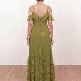 Anaya With Love Recycled Oliva Cold Shoulder Ruffle Maxi Dress