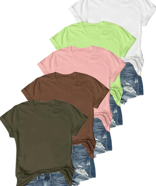 OLIVE™ - Casual Short Sleeve Tee (Pack of 5)