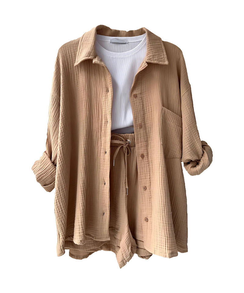 VERA™ – Modern Button-Up Shorts Set