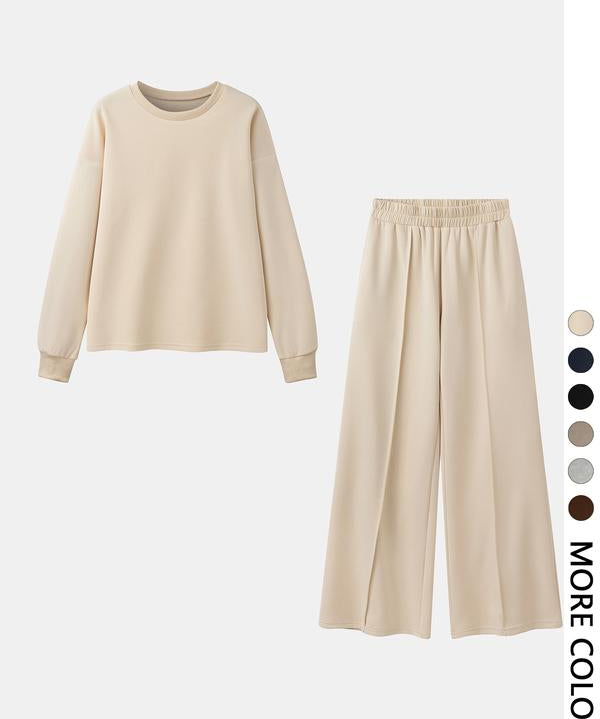BETH™ - Casual Solid Color Sweatshirt & Pants Set for Outdoor Comfort