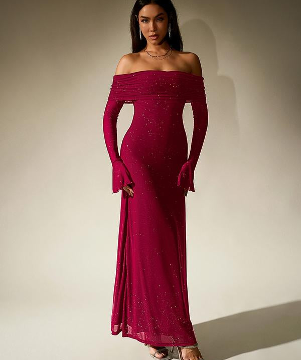DARCIE™ - Off Shoulder Ruched Sequin Bodycon Evening Gown