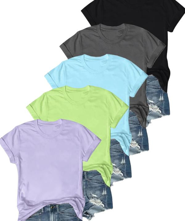 OLIVE™ - Casual Short Sleeve Tee (Pack of 5)