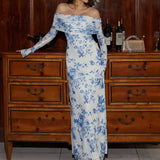 ANDREA™ - Women's Off-The-Shoulder Ruched Contrast Sequin Bodycon Dress