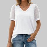 RHINA™ - Sheer Sleeve V-Neck Top