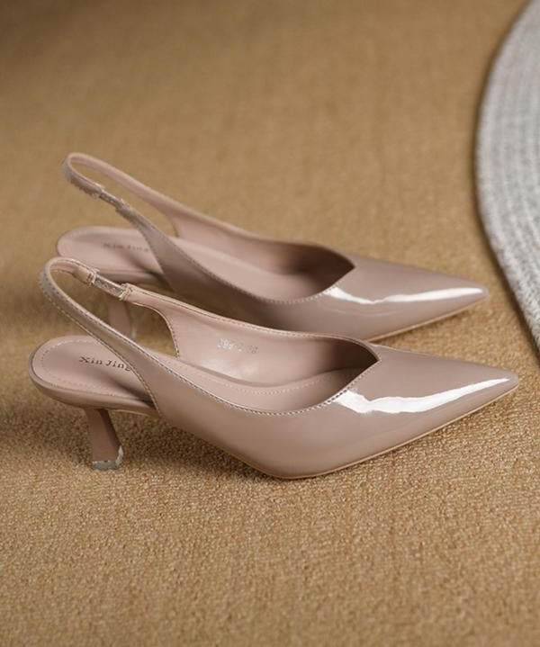 AMIRA™ - Women’s PU Leather Slingback Heels Simple Solid Color Pointed Toe Pumps