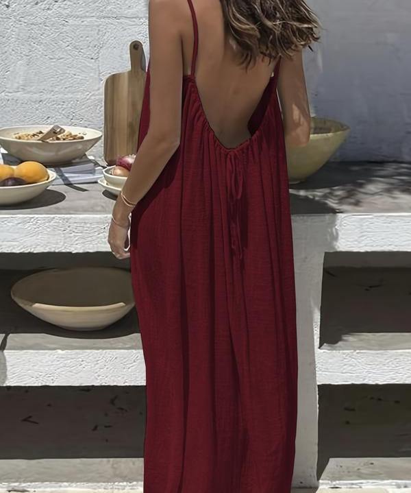 NORALYN™ - Simple Solid Backless Cami Dress for Beach