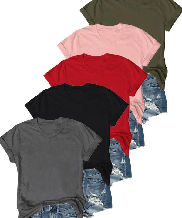OLIVE™ - Casual Short Sleeve Tee (Pack of 5)