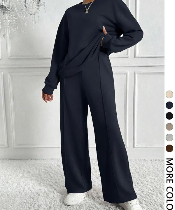 BETH™ - Casual Solid Color Sweatshirt & Pants Set for Outdoor Comfort