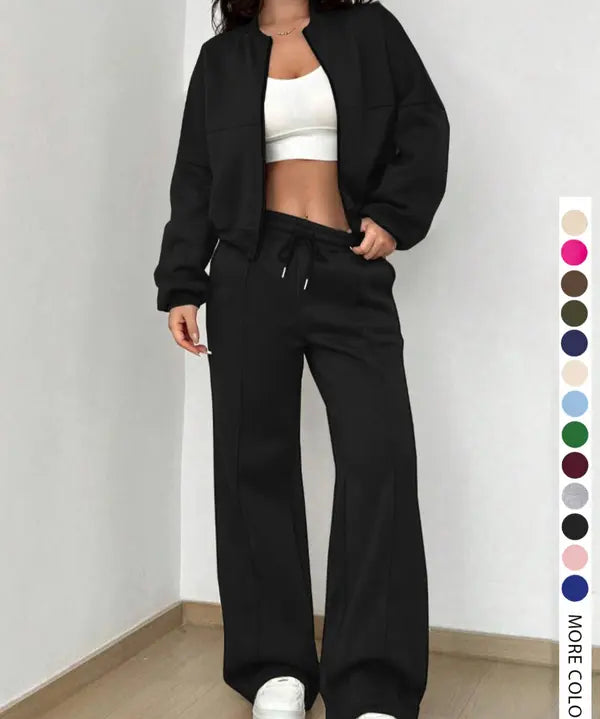 KELSEA™ - Casual Tracksuit Set for Women Zipper Jacket & Natural Waist Pants