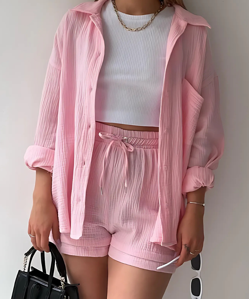VERA™ – Modern Button-Up Shorts Set