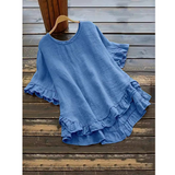 EVITA™ - Simple Plus Size Ruffle Hem Summer Blouse