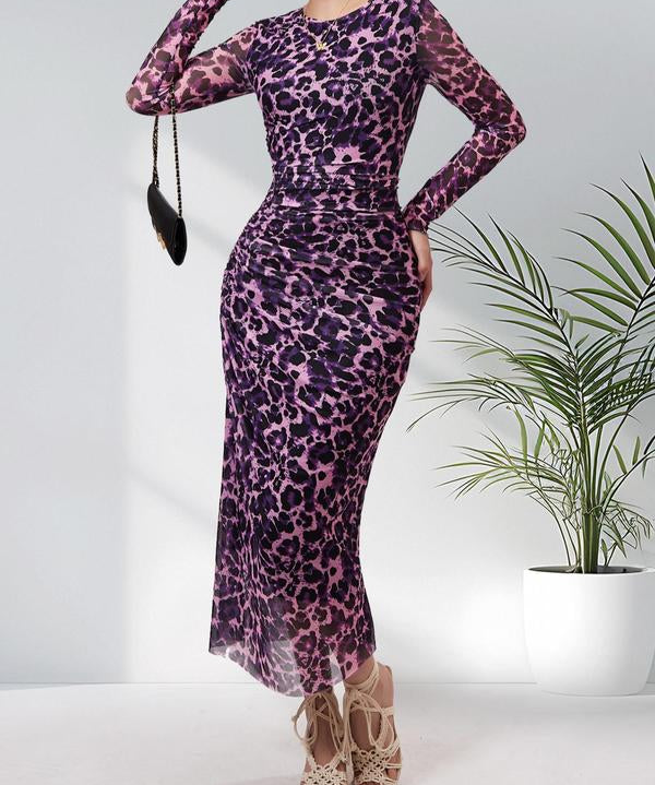 ALIANNA™ - Elegant Leopard Print Ruched Bodycon Dress for Parties