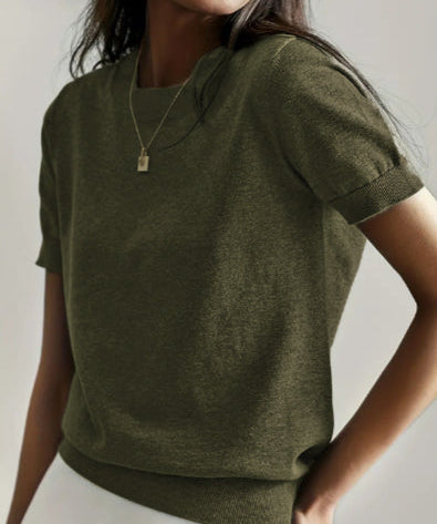 TALLY™ - Casual Short Sleeve Crew Neck Top