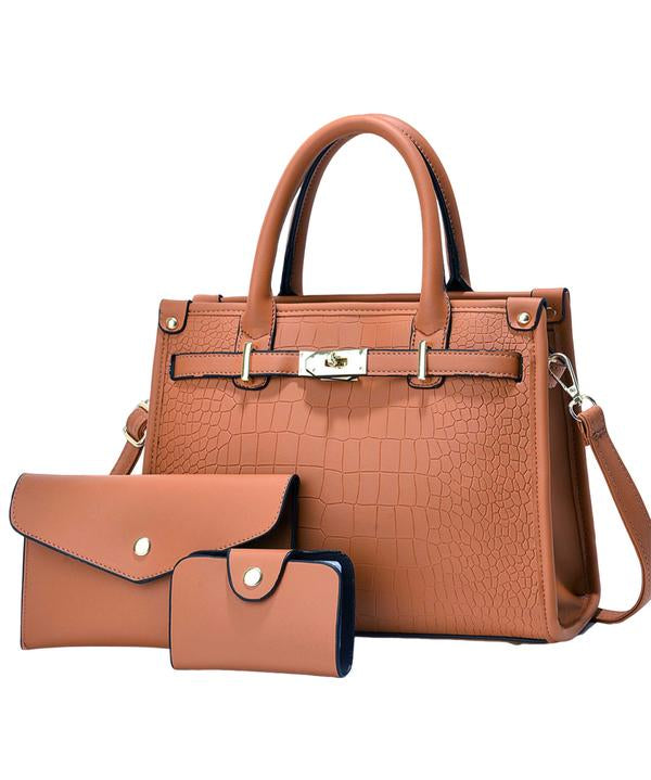 ALENOR™ – Crocodile Embossed Large Capacity Crossbody Handbag Set