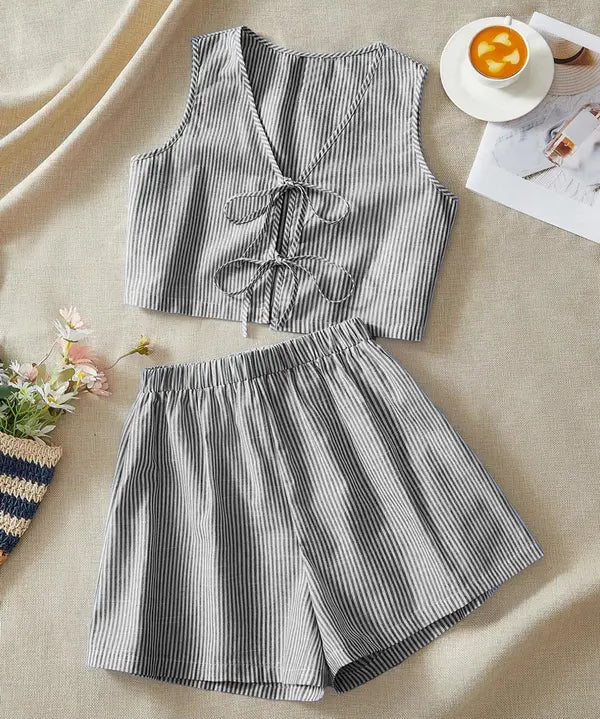 MOESHA™ - Chic Summer Sleeveless Vest and High-Waist Shorts Set