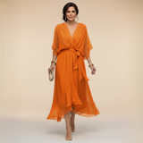 ANWEN V-NECK MIDI DRESS