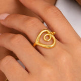 Adhara – Adjustable Irregular Heart Swirl Statement Ring