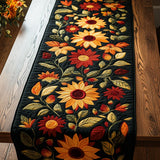 Autumn Sunflower Design Quilted Table Runner