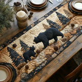Quilted table runner of the black bear family