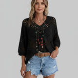 WILLA™ – Boho Diamond Crochet Batwing Top