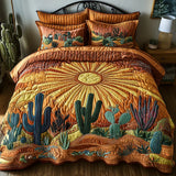 3-Piece Quilted Bedding Set - Cactus at Dawn Design