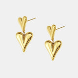Clement – Stainless Steel Heart Drop Earrings in Gold