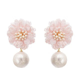 Junielle - Floral Drop Earrings in Pink