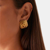 Daria – Square Geometric Stud Earrings in Gold
